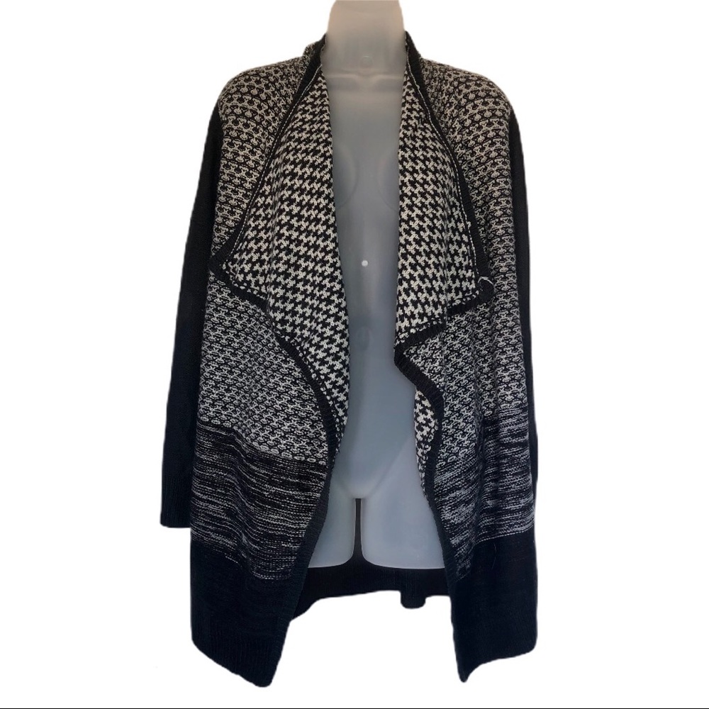 Oversized Sweater Cardigan Waterfall Knit Gray Layering Winter Warm